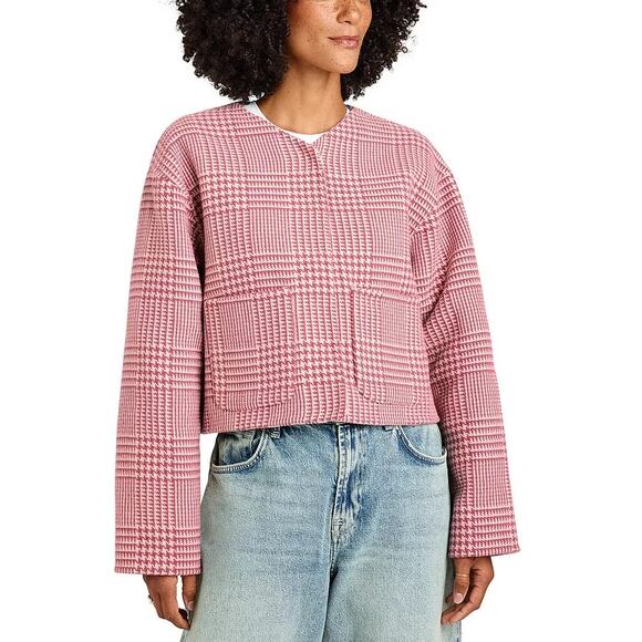 Splendid Women Coral Plaid Wool Blend Tiffany Reversible Casual Jacket Size M - Picture 1 of 5